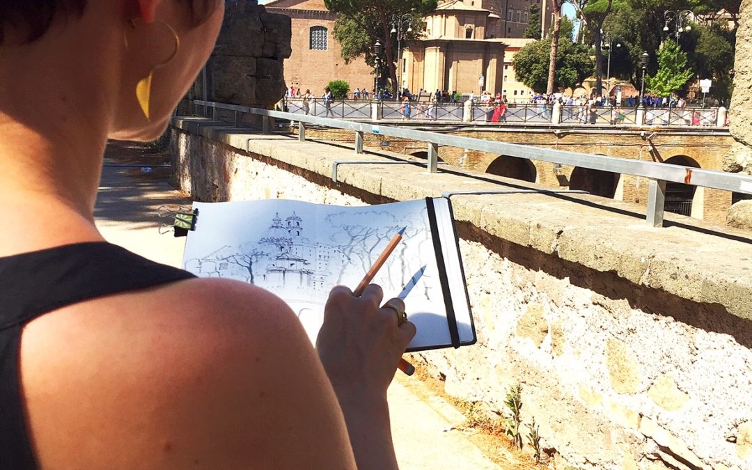 drawing the fori imperiali in rome
