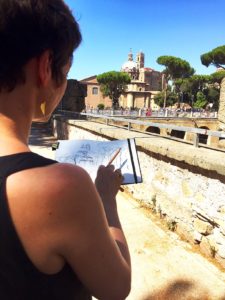 drawing the fori imperiali in rome