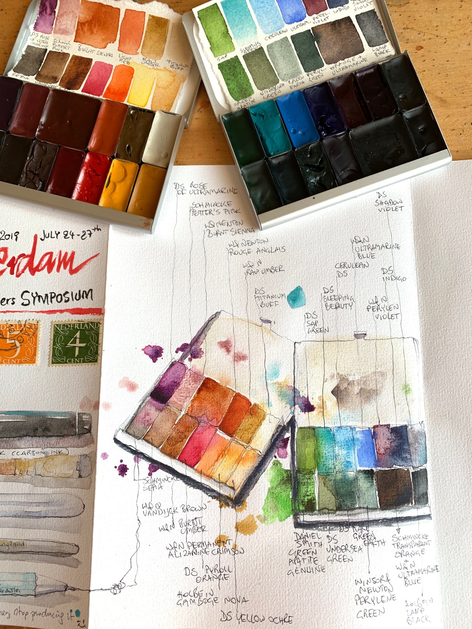 Preparing art supplies to go Urban Sketching - barbara luel