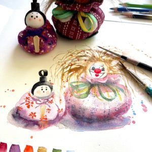 watercolor clown